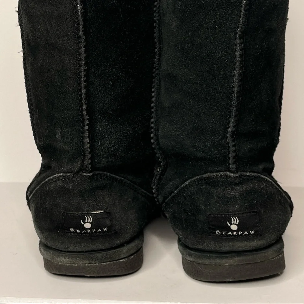 BearPaw Women’s Emma‎ Boots Winter Black Cloud Suede Upper Sheepskin Wool Lining